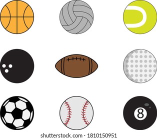 one set of sports balls