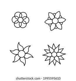 One sets sketch of black and white flower icon