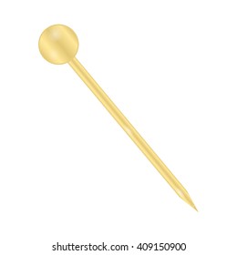 One sewing push pin isolated on white background