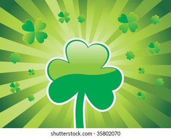 one shamrock with beautiful rays background