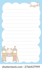 One sheet of sticky notes with cute cat character in the various of playground collection