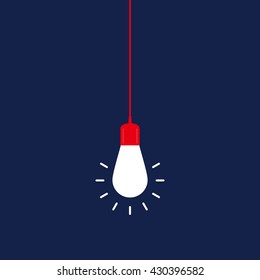 One shining light bulb on blue background