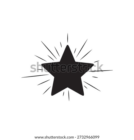 One shining star silhouette vector flat illustration