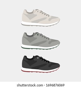 one shoe model in three colors on a white background