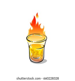 One shot with fire isolated on white background, vector illustration