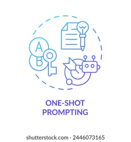 One shot prompting blue gradient concept icon. Prompt engineering technique. Minimal context. Single example. Round shape line illustration. Abstract idea. Graphic design. Easy to use in article