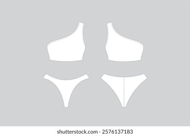 One Shoulder Bikini Vector One Shoulder White Bikini Set