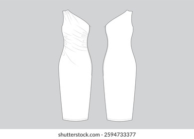 One Shoulder Bodycon Dress Vector