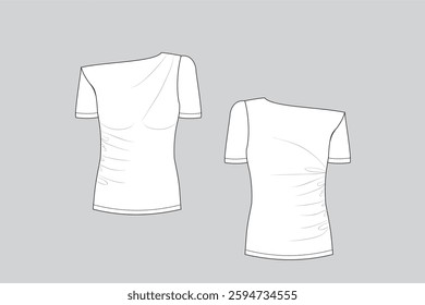 One Shoulder Draped Top Design Vector