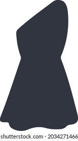 One shoulder dress, illustration, vector, on a white background.