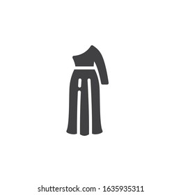 One shoulder dress vector icon. filled flat sign for mobile concept and web design. One Sleeve Dress glyph icon. Symbol, logo illustration. Vector graphics
