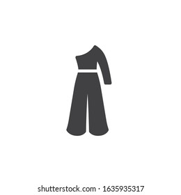 One shoulder dress vector icon. filled flat sign for mobile concept and web design. One Sleeve Dress glyph icon. Symbol, logo illustration. Vector graphics