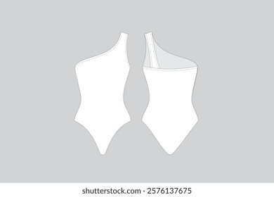 One Shoulder Swimsuit Vector Beachwear Vector