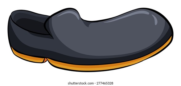 Eine Seite schwarzer Schuh auf weißem Hintergrund