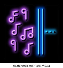 one side of music other half silence neon light sign vector. Glowing bright icon one side of music other half silence sign. transparent symbol illustration