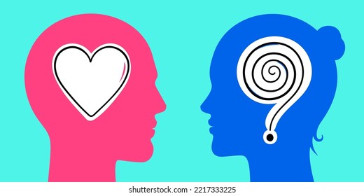 One sided love concept vector illustration. Complicated couple relations.