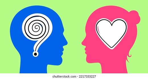 One sided love concept vector illustration. Complicated couple relations.
