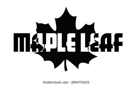 One silhouette maple autumn leaf