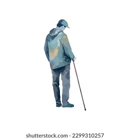 Una silueta caminando en invierno con ilustración de la gorra aislada