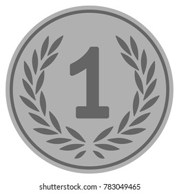 One silver coin icon. Vector style is a silver grey flat coin symbol.