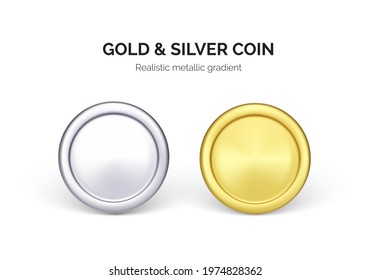 One silver and gold dollar coin. Business and finance illustration. Vector