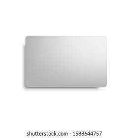 one silver plastic debit card with shadow, top view. vector illustration.  layout, blank realistic Bank card.