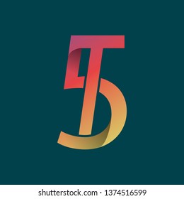 one simple logo design is a combination of the letters 'T' and '5', with gradient colors that are harmonious.