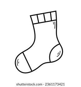 One simple sock. Hand drawn sketch icon of item of clothing. Isolated vector illustration in doodle line style.