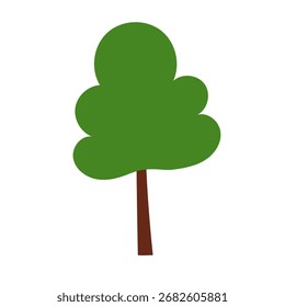 One simple tree. Drawing for kids background. Vector isolated on white