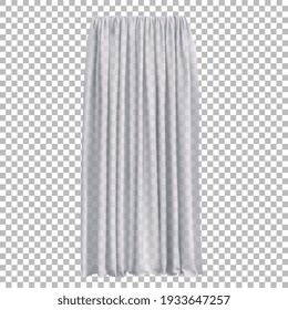 Una simple cortina blanca aislada sobre un fondo transparente. Ilustración vectorial realista.
