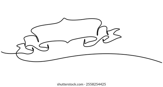One single continuous line of pink ribbon for world cancer day isolated on white background, Awareness Ribbon Continuous Line Art Illustration, Elegant bow continuous one line drawing pro vector. 
