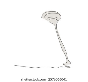 One single continuous line storm with tornado hand drawing vector stock illustration isolated on white background for design template weather forecast, travel. Hand made vector not AI 