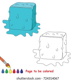 One single Ice Cubes to be colored, the coloring book for preschool kids with easy educational gaming level.