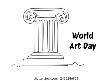 Una sola línea de dibujo del icono del museo. banner e icono del día. Evento del Día Mundial del Arte. Ilustración vectorial de arte de línea continua. Línea simple.