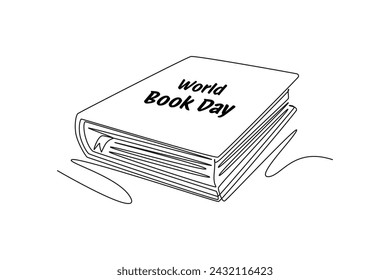 One single line draw of Spanduk dan ikon hari buku sedunia. banner and icon of book days. World book day event. Continuous line art vector illustration