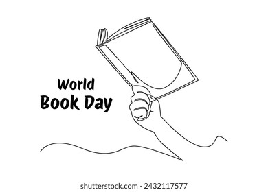 One single line draw of World book day banner and icon. banner and icon of book days. World book day event. Continuous line art vector illustration