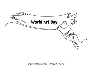 Una sola línea de dibujo del icono del día mundial del arte para el banner. banner e icono del día. Evento del Día Mundial del Arte. Ilustración vectorial de arte de línea continua. Línea simple.