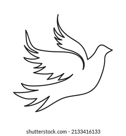 One Single Line Drawing Adorable Dove Stock Vector (Royalty Free ...