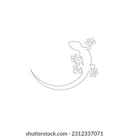 One single line drawing of adorable desert lizard reptile for company logo identity. Funny animal mascot concept for reptilian zoo. Trendy continuous line vector graphic draw design illustration