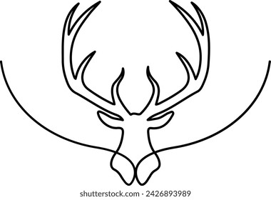One single line drawing of adorable head deer vector illustration