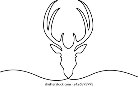 One single line drawing of adorable head deer vector