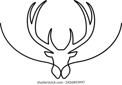 One single line drawing of adorable head deer vector art