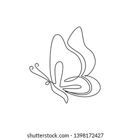 One single line drawing beautiful butterfly for company logo identity  Salon   spa healthcare business icon concept from animal shape  Continuous line draw graphic vector design illustration