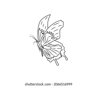 One single line drawing of beautiful butterfly for company logo identity. Salon and spa healthcare business icon concept from animal shape. Continuous line draw graphic vector design illustration