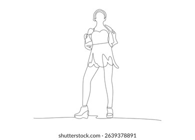 One single line drawing of beautiful fashion models with unique clothes. Fashion model minimalist concept. Fashion trendy minimalist concept. Simple line for fashion.