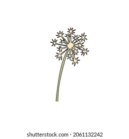 One single line drawing beauty fresh taraxacum for home art wall decor poster print. Printable decorative dandelion flower for greeting card ornament. Continuous line draw design vector illustration