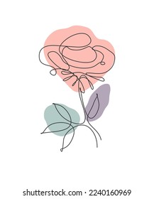 Un dibujo de una sola línea de belleza fresco de la imagen del vector de flores de rosa. Estilo floral tropical minimalista, concepto romántico amado para el afiche, decoración de pared impresa. Diseño de dibujo gráfico de línea continua moderno