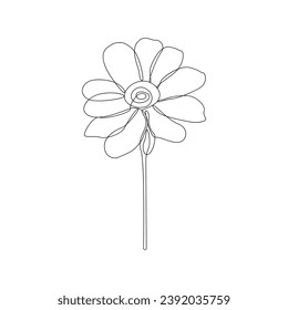 
One single line drawing of beauty sunflower isolated on white background