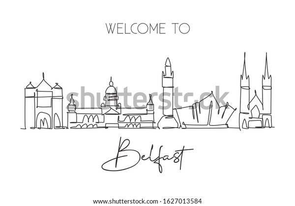 One Single Line Drawing Belfast City Stock Vector (Royalty Free ...