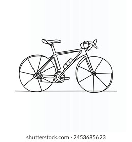 One single line drawing bicycle to the coworking space vector illustration
